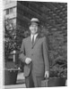 Portrait businessman wearing hat suit holding briefcase by Anonymous