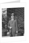 Portrait businessman wearing hat suit holding briefcase by Anonymous