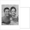 Smiling couple man woman in swimming pool by Anonymous