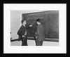 2 students professors mathematicians blackboard studying complex equations by Anonymous