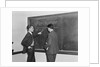 2 students professors mathematicians blackboard studying complex equations by Anonymous