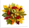 An autumn wreath with leaves, apples and berries by Anonymous