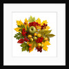 An autumn wreath with leaves, apples and berries by Anonymous