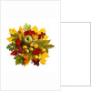 An autumn wreath with leaves, apples and berries by Anonymous