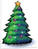 A Christmas tree with ornaments, snowflakes and a star by Anonymous