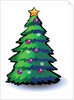 A Christmas tree with ornaments, snowflakes and a star by Anonymous