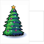 A Christmas tree with ornaments, snowflakes and a star by Anonymous