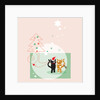 Two cats next to a Christmas tree and stars on a pink background by Anonymous