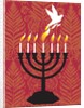A dove rising from the candles of a menorah by Anonymous