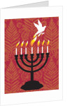 A dove rising from the candles of a menorah by Anonymous