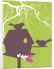 Silhouettes of a bird house and two birds by Anonymous