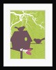 Silhouettes of a bird house and two birds by Anonymous
