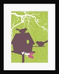 Silhouettes of a bird house and two birds by Anonymous