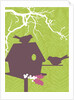 Silhouettes of a bird house and two birds by Anonymous