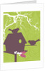 Silhouettes of a bird house and two birds by Anonymous