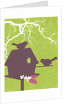 Silhouettes of a bird house and two birds by Anonymous