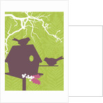 Silhouettes of a bird house and two birds by Anonymous