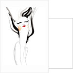 A woman with black hair blowing upwards by Anonymous