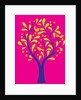 A fruit tree with birds in it on a pink background by Anonymous