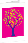 A fruit tree with birds in it on a pink background by Anonymous