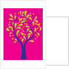 A fruit tree with birds in it on a pink background by Anonymous