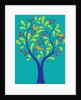 A fruit tree with birds in it on a turquoise background by Anonymous