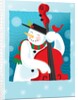 A happy snowman playing an upright bass by Anonymous