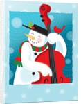 A happy snowman playing an upright bass by Anonymous