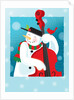 A happy snowman playing an upright bass by Anonymous