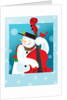 A happy snowman playing an upright bass by Anonymous