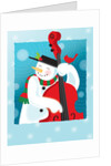 A happy snowman playing an upright bass by Anonymous