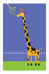 A giraffe about to eat leaves on a tree by Anonymous