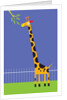 A giraffe about to eat leaves on a tree by Anonymous