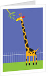 A giraffe about to eat leaves on a tree by Anonymous