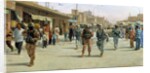 Troops patrolling market in Iraq by Anonymous