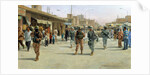 Troops patrolling market in Iraq by Anonymous