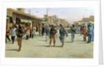 Troops patrolling market in Iraq by Anonymous