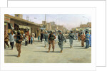 Troops patrolling market in Iraq by Anonymous