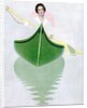 Woman paddling canoe by Anonymous