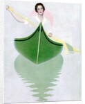 Woman paddling canoe by Anonymous