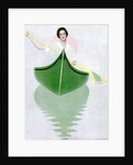 Woman paddling canoe by Anonymous