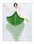 Woman paddling canoe by Anonymous