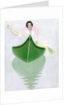 Woman paddling canoe by Anonymous