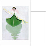 Woman paddling canoe by Anonymous