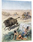 Native American men hunting bison by Anonymous