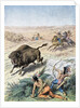 Native American men hunting bison by Anonymous