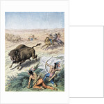 Native American men hunting bison by Anonymous