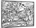 Witches destroying a house by fire by Anonymous