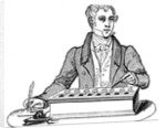 Clerk using a Pascal adding machine by Anonymous