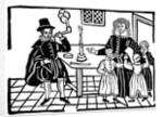 Man smoking a pipe near his family by Anonymous
